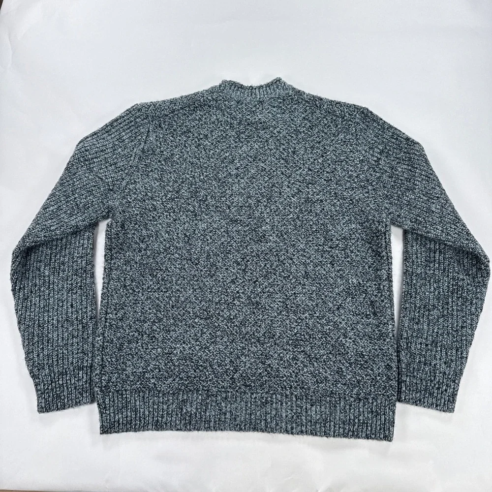 Banana Republic Mens Sweater Large Grey Marl Textured Roll Neck Wool Blend Cozy